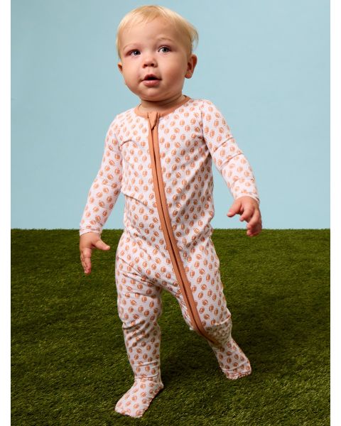 Football Frenzy One Piece Footie Pajamas,Modal Blend