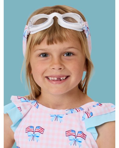 Pink Patriotic Gingham Swim Goggles