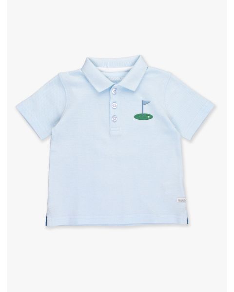 Golf Tee Embroidered Light Blue Pique Short Sleeve Polo Shirt