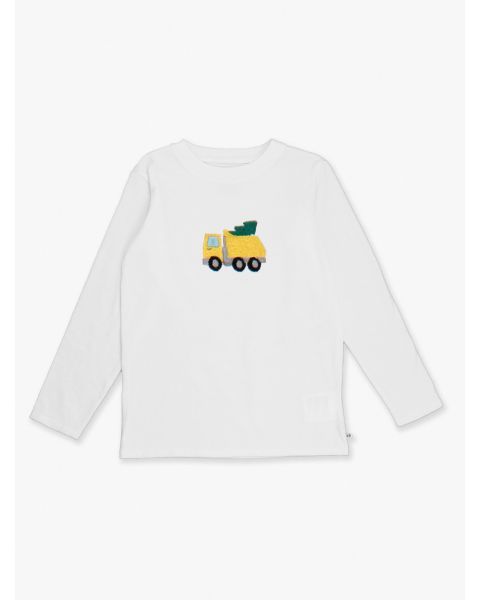 Holiday Dump Truck Embroidered White Long Sleeve Basic Tee