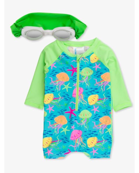 Neon Lime Swim Goggles + Neon Jelly Time Boys LS 1P RG