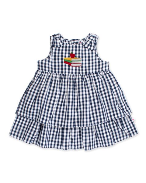Apple Books Embroidered Classic Dark Navy Gingham Woven Bow Jumper Dress