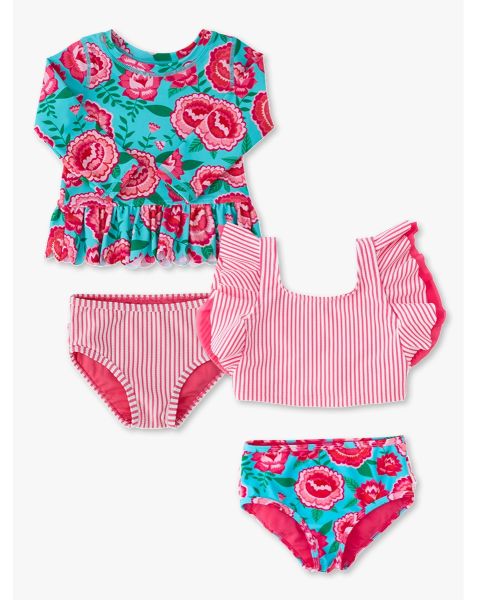 Bright Blossoms Scallop LS RG 2P + Tankini 2P