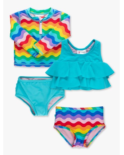 Rainbow Wavy Stripe LS Zipper RG 2P + Flounce 2P