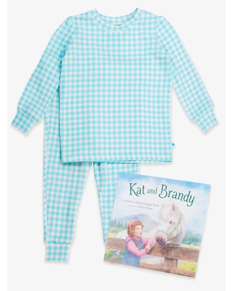 Kat and Brandy Book + Blue Breeze Gingham LS PJ Set