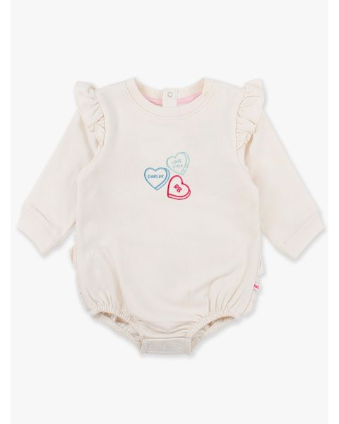 RB Sweet Hearts Embroidered Ivory Sweatshirt Bubble Romper