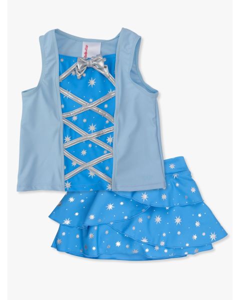 Crystal Blue Princess Active Dress-Up Tank + Active Tiered Skort
