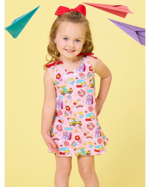 White SECOND Embroidered Classroom Cutie Active A-Line Bow Dress & Bike Short Set