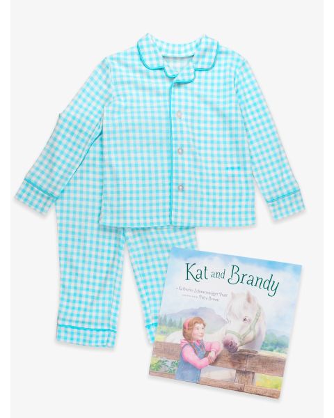 Kat and Brandy Book + Blue Breeze Gingham Pajama Set