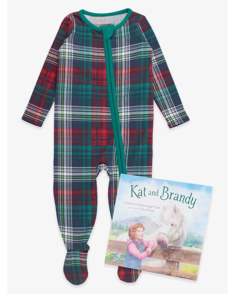 Kat and Brandy Book + Christopher Plaid Footie PJs