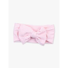 Pink & White Micro Stripe Viscose Big Bow Headband