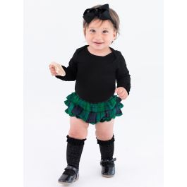 Black Ruffled Long Sleeve Layering Bodysuit