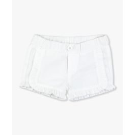 White Ruffle Trim Woven Shorts