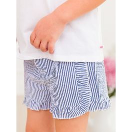 Classic Blue Seersucker Infant/Toddler Ruffle Trim Woven Shorts