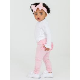 Pink Baby Ruched Bow Leggings