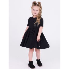 Black Knit Short Sleeve Twirl Dress