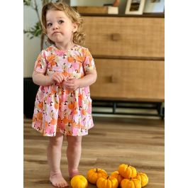 Pink Pumpkin Patch Knit Short Sleeve Twirl Dress