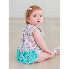 Vibrant Flamingo Ruffle Romper