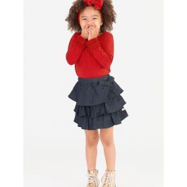 Red Ruffled Long Sleeve Layering Tee