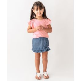 Light Wash Denim Ruffled Skort