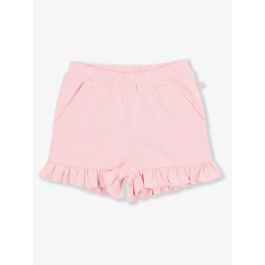 Pink Girls Knit Ruffle Trim Shorts
