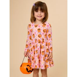 Pumpkin Boo Crew Knit Long Sleeve Twirl Dress