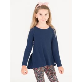 Dark Navy Waffle Knit Long Sleeve Bow Back Top