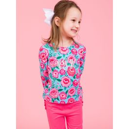 Bright Blossoms Knit Long Sleeve Ruffle Layering Tee