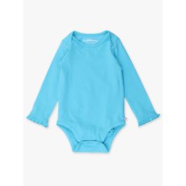 Bright Aqua Knit Long Sleeve Ruffle Layering Bodysuit