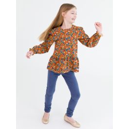 Faux Denim Kids Ruched Bow Leggings