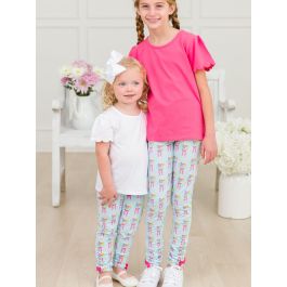 Bows and Bouquets Kids Ruched Bow Leggings