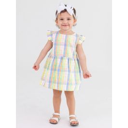 Clubhouse Rainbow Plaid Flutter Sleeve Skirted Romper