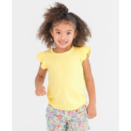Banana Rib Knit Flutter Sleeve Top