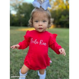 Red Sweatshirt Bubble Romper