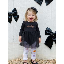 Black Long Sleeve Tulle Skirted Romper