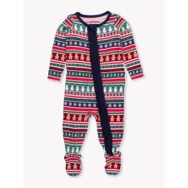 Fair Isle Friends Ruffle One Piece Footie Pajama, Bamboo Viscose