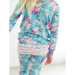 Fancy Me Floral Toddler Ruffle Long Sleeve Pajama Set, Bamboo Viscose