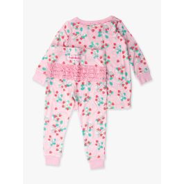 Sweet As Strawberries Toddler Ruffle Long Sleeve Pajama Set, Bamboo Viscose
