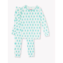 Teal Fairytale Bows Ruffle Long Sleeve Pajama Set