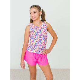 Vibrant Neon Active Ruffle Tank Top
