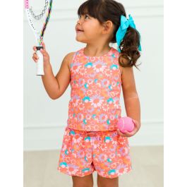 Coral Floral Active Butterfly Shorts