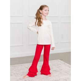 Kids Red Ruffle Flare Pants