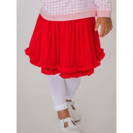 Red Elastic Waist Ruffle Tulle Skirt