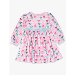 Sparkle Pink Tinsel Tidings Satin Ruffle Bow Dress