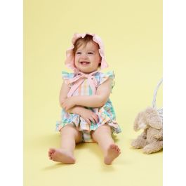 Poppy Rainbow Plaid Woven Ruffle Sleeve Swing Top & Bloomer Set