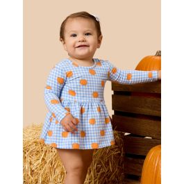 Pumpkin Patch Gingham Knit Long Sleeve Twirl Top and Bloomer Set