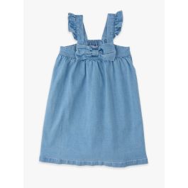 Light Wash Stretch Denim Flutter Bow Dress