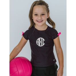 Black & Neon Magenta Tiny Dots Active Raglan Bow Shirt