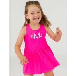 Girls Vibrant Neon Active Tennis Dress & Bike Short Set main image 1
