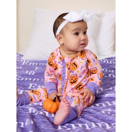 Pumpkin Boo Crew Convertible Ruffle One Piece Pajama, Bamboo Viscose